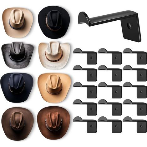 Appendiabiti da parete, appendiabiti sospeso, ganci per vestiti, supporto autoadesivo da 16 pezzi per cappelli da cowboy e berretti, organizer per cappelli e berretti (1/5)