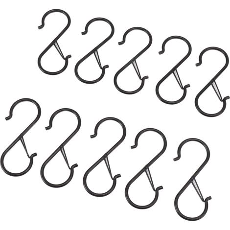 Lot de 10 crochets en fer en forme de S avec boucle de sécurité pour placards de cuisine et usage domestique (1/5)