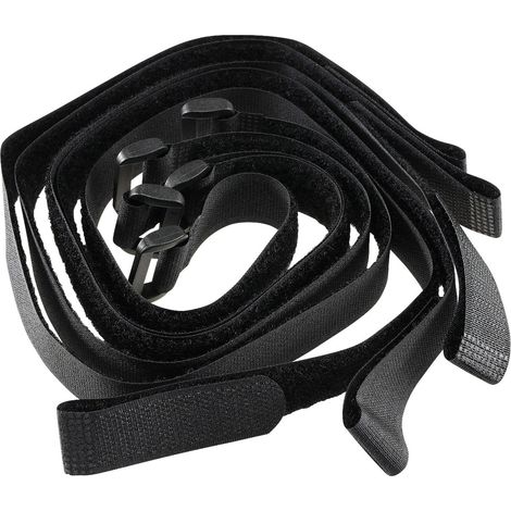 CHILITEC Ensemble de bandes Velcro avec œillet, 5 pièces, 50x2 cm, noir