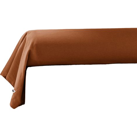 Taie de traversin flanelle coton 85x185 CANDICE Rouge Tomette (1/3)