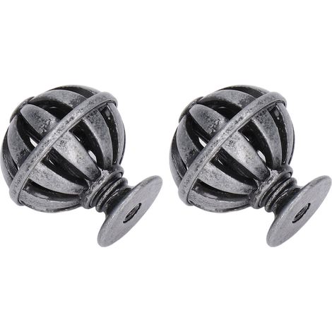 Lot de 2 boutons de meuble en forme de cage à oiseaux, en alliage de zinc, pour tiroir ou armoire. Idéal pour la décoration intérieure. Modèle 366, argent antique. (1/5)