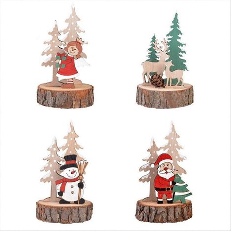 Weihnachtstischdekoration aus Holz, Weihnachtsmann, Baumschmuck (1/5)