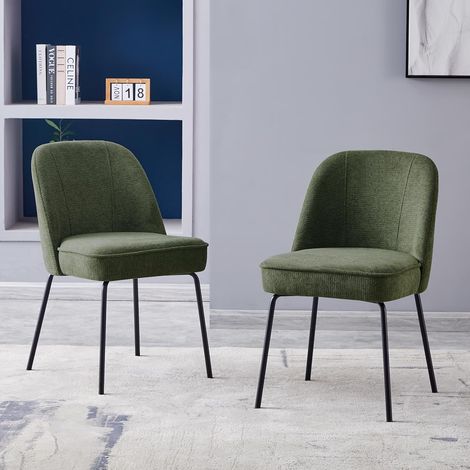 Jymtom – Chaise de salle à manger ergonomique avec coussin à ressorts – Dossier épaissi – Pied en métal avec coussinets de protection – Hauteur 82 cm, assise 50 cm, vert (1/5)