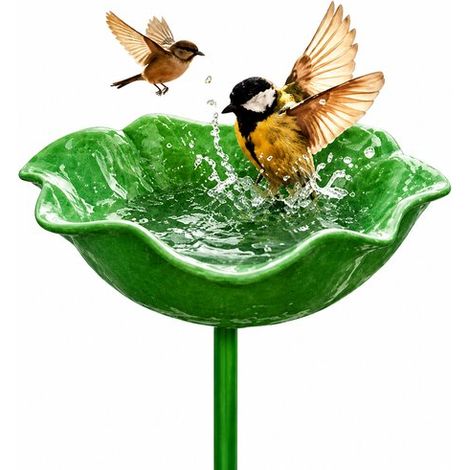 Vogeltränke – 14 x 14 x 65 cm – Hochwertiges Legierungsmaterial – Elegantes Blumendesign – Gartendekoration – Haustierbedarf – Gemüse (1/4)