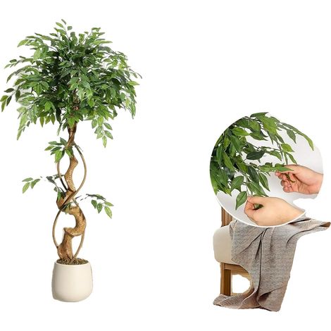 Árbol de ficus artificial, diseño de varios niveles, elegante decoración para el hogar, 122 cm (4 pies) (1/2)