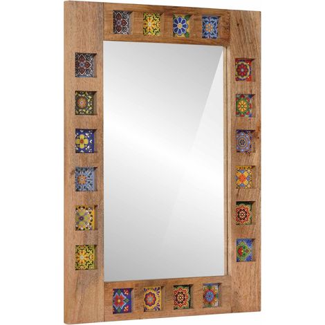 vidaXL Specchio da bagno con archiviazione Naturale 50 x 70 x 3