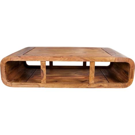 Couchtisch CURVIA 100 cm aus Sheeshamholz – Modernes Design mit offenen Fächern