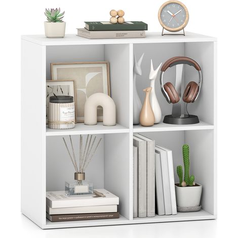 Bibliothèque avec 4 Compartiments, 60x30x60cm, Étagère de Rangement à Cases avec Anti-Basculement et Montage Facile, Meuble Cube Ouvert pour Bureau (1/5)