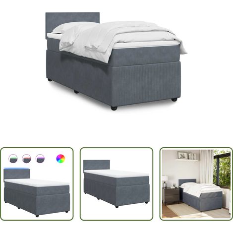 vidaXL Surmatelas - Sommier à lattes de lit et matelas Gris foncé 90x190 cm Velours (1/5)