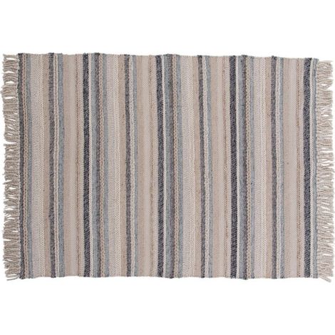 Tapis Déco en Laine "Gudha" 170x240cm Beige & Bleu (1/5)