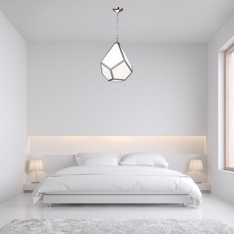 Elstead Diamond - Luminaire suspendu moyen à 1 ampoule, nickel poli, E27 (1/2)