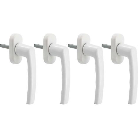 Poignée de fenêtre blanche, lot de 4 poignées de fenêtre universelles en aluminium, compatible avec les fenêtres à gauche. (1/5)