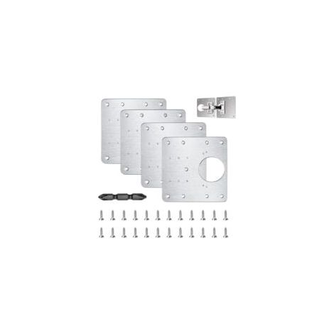 Plaque Reparation Charniere Porte, 8 Pièces Charnière Porte Placard, Réparation Charnière Meuble, Kit de Réparation Meuble en acier inoxydable avec 64 Vis - Crezuo