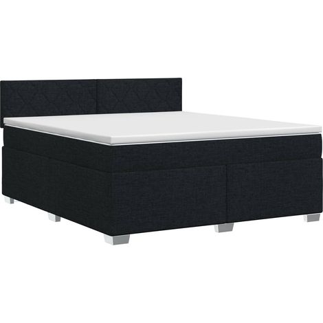 Lit boxspring avec matelas Noir 180 x 200 cm Tissu vidaXL (1/5)