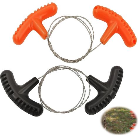 2 PCS Scie à Câble en Acier Inoxydable, 70 cm Tronçonneuse de Poche Tube PVC Mini Extérieure Anti-Rouille Manuelle Facile à Ranger Câble Outil de Scie Kit pour l'Extérieur le Camping Randonnée (1/5)