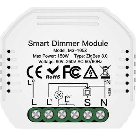 Module de commande Zigbee intelligent pour rideaux à intensité variable (unidirectionnel), compatible avec Alexa et Google Home, et commande vocale via application. (1/5)