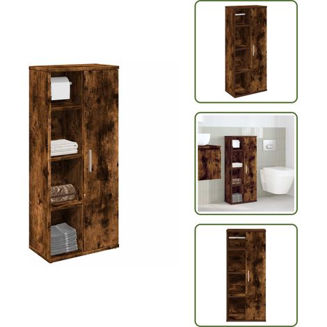 Meuble de salle de bain avec porte-rouleau chêne fumé - Meuble De Salle De Bain - Meubles De Salle De Bain - Meuble De Rangement De Salle De Bain - Meuble De Rangement De Toilette (1/5)
