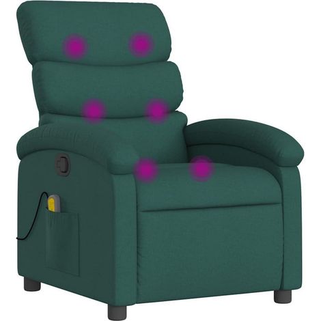 Fauteuil relax massant inclinable tissu vert foncé (1/5)