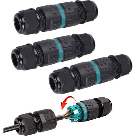 4 conectores de cable, Conector de cable impermeable, Protección IP68, Caja de conexiones para cables de 5 a 9 mm, Marca CE, 3 hilos (1/5)