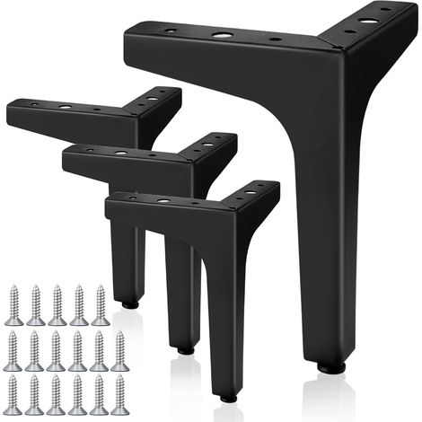 Lot de 4 pieds de meubles noirs, 17 cm, adaptés aux tables et chaises, canapés, armoires de cuisine (1/5)