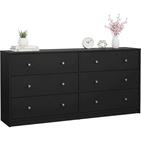 Dmora - Kommode Rick, Wohnzimmerbuffet, Wohnzimmer-Sideboard, Moderne Küchen-Speisekammer, 143x30 h68 cm, Schwarz