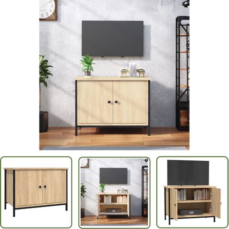 The Living Store Meuble TV avec portes chêne sonoma 60x35x45cm bois d'ingénierie - Meubles Tv - Meuble Tv - Support Tv - Unité Tv - Meuble Salon (1/5)