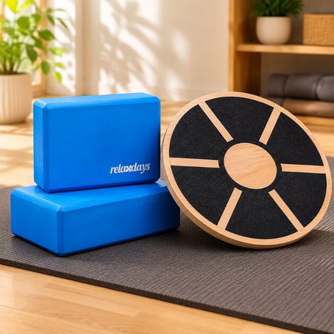 Kit d'équilibre et de yoga pour la maison (2 pièces) – Blocs de yoga en mousse haute densité et planche d'équilibre ronde (1/5)