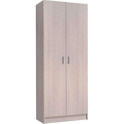 Armario multiusos Milan en acabado roble de 2 puertas y 3 estantes 58.5 cm(ancho) 180 cm(altura) 37 cm(fondo) (1/4)