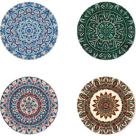 Lot de 4 sous-verres ronds, résistants à la chaleur et antidérapants, 16 x 16 cm (1/3)