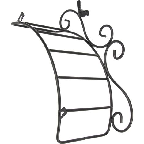 Support de tuyau d'arrosage noir multifonction style antique avec fixations pour oiseaux et rangement pour tuyau d'eau (1/5)