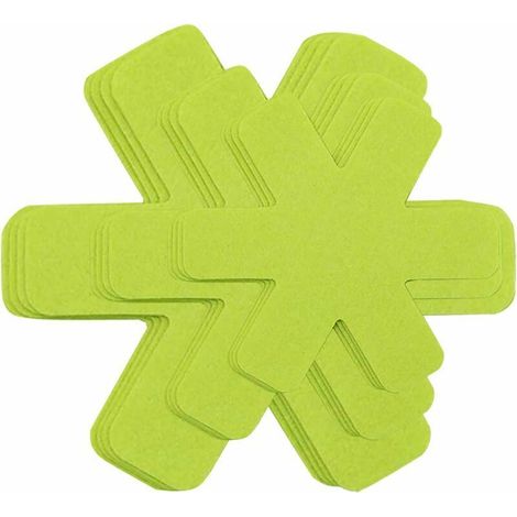 Set of 12 pot protectors and 3 lids of different sizes to protect from scratches, separate and protect the surfaces of your cookware (green). (1/5)