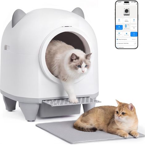 Litiere Chat Autonettoyante 90L XXL, App, Capteurs de Sécurité (1/5)