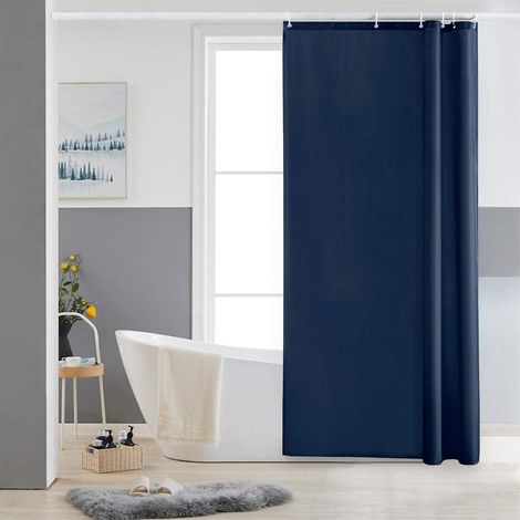 Duschvorhang Textil 90x180cm Dunkelblau, Schimmelresistent, Wasserabweisend, Waschbar (1/5)