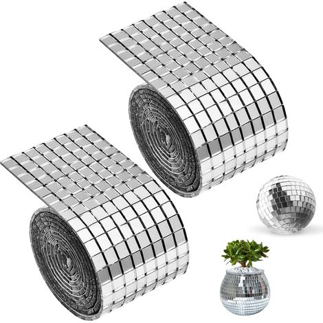 rollos/3200 piezas de mosaicos de espejo, autoadhesivos para discoteca, azulejos de espejo de vidrio cuadrados de 5x5 mm, mini mosaicos de espejo autoadhesivos, azulejos de mosaico para decoración de  (1/5)