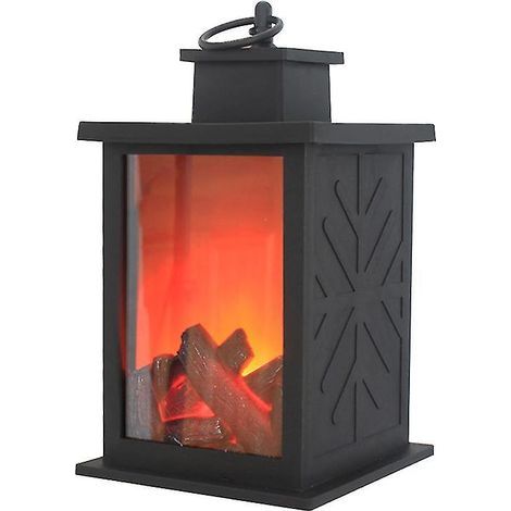 Lanterne de cheminée Led avec interrupteur tactile, lampe de cheminée à flamme réaliste, fonctionne avec USB (lampe de cheminée rectangulaire) (1/4)