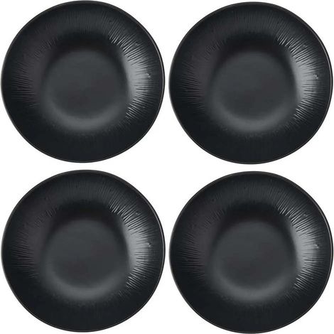 Mikasa Jardin Midnight Juego de 4 Tazones de Gres para Pasta, 20cm, Negro Apto para Lavavajillas (1/3)