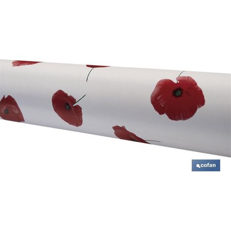 Rouleau en caoutchouc avec motif coquelicot moderne 140 cm x 20 m en PVC et polypropylène (1/4)