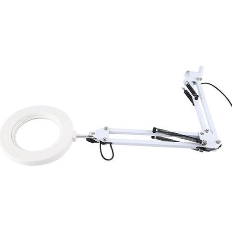 Lampe loupe à bras articulé en métal - 10 niveaux de luminosité, 3 modes de couleur, grossissement 10x, lentille de 10 cm de diamètre (1/5)