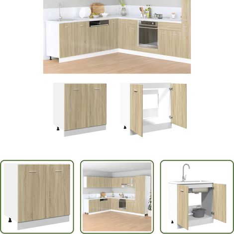Küchenmöbel - Unterschrank Lyon Sonoma-Eiche 80x46x81,5 cm Holzwerkstoff (1/5)