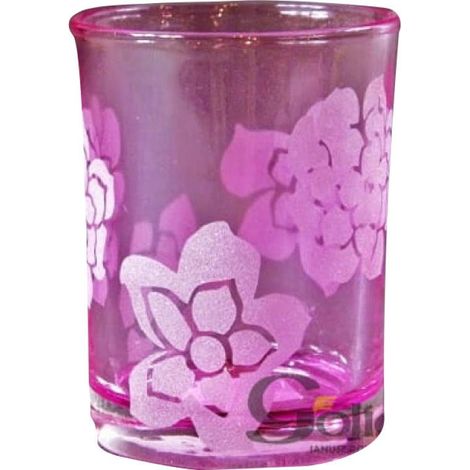 Candeliere in vetro rosa, dimensioni 7,5x10 cm