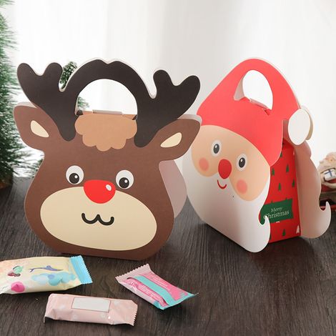 Boîte Cadeau Noël - Forme Renne - Boîte Décorative Réutilisable - En Carton - Pour Bonbons Et Petits Cadeaux - 19 x 18,7 x 7 cm - 1 Pièce (1/5)