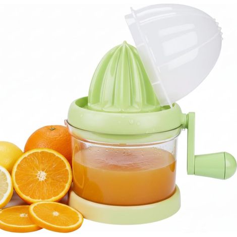 Handkurbel-Zitruspresse – Tragbare Zitruspresse, geeignet für Orangen, Zitronen und andere Früchte – Manuelle Zitruspresse für den Heim- und Outdoor-Gebrauch (grün) (1/5)