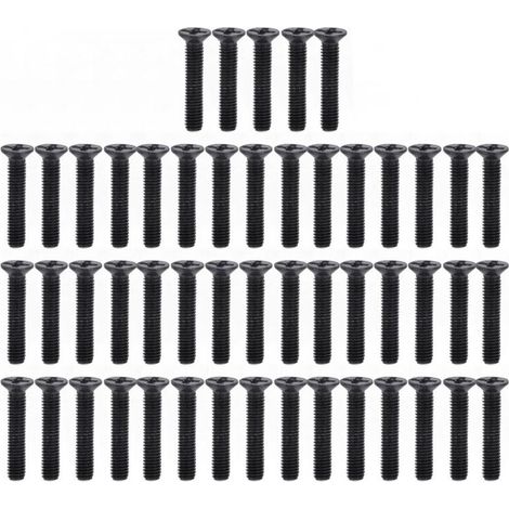 Vis à métaux tête fraisée cruciforme noire galvanisée DIN 965 – Lot de 50 vis M3 × 16 mm pour bricolage et assemblage (1/5)