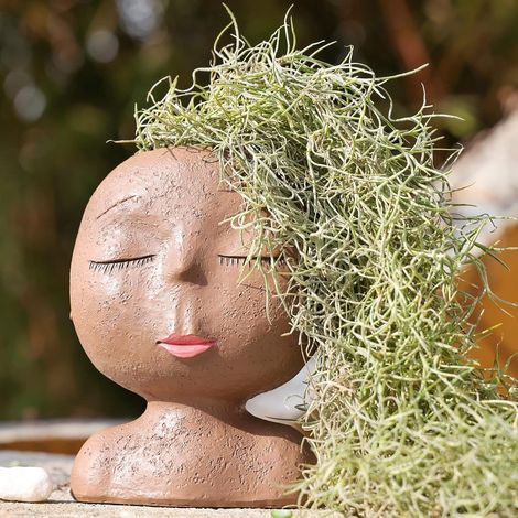 Pot de fleurs en résine pour cactus, mignon et avec trou de drainage (plante non incluse). (1/5)