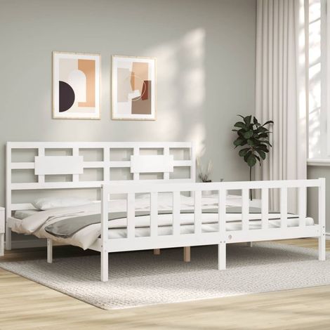 vidaXL Bed Frame without Mattress White Super King Size Solid Wood Pine (1/5)