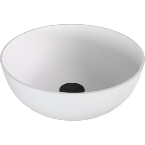 Vasque à poser BANERA ROND, marbre coulé, dia. 39 cm, blanc mat (1/4)