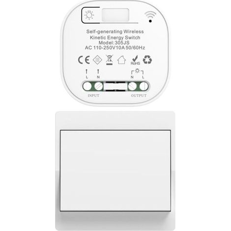 EU interrupteur sans fil sans piles kit interupteur sans fil autoalimente va et vient sans fil sans pile radio interrupteur a distance eclairage domestique wireless switch (EU 1Gang 1V1 a) (1/5)