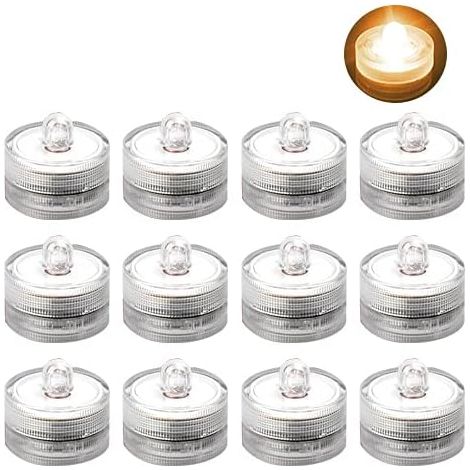12pcs sans Flamme Bougie Lampes Veilleuse Submersible étanche Mariage Thé Bougie Lampe à Piles LED Lumières pour Mariage Cadeau d'anniversaire Jaune