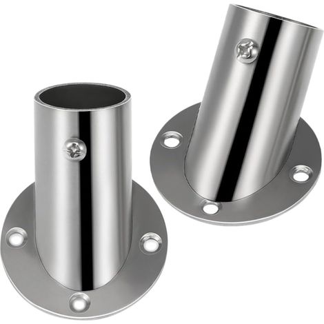 Mikikit Support de barre de douche coudé en acier inoxydable (2 pièces) avec kit de fixation murale pour angle sécurisé (1/5)