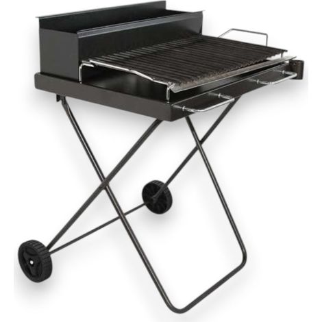 Barbacoa de leña para camping que ocupa poco espacio, con patas plegables de acero inoxidable pesado y ruedas Kart